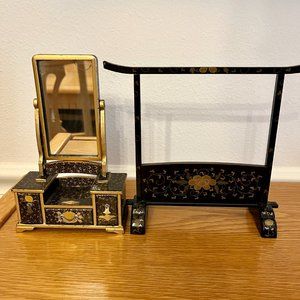 Antique Miniature Japanese Hina Doll Kimono hanger and Vanity desk